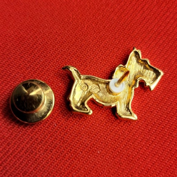 Swarovski Scotty Dog Pave Crystal Green Eye Scottish Terrier Pin Tie Tack Lapel - Picture 4 of 12